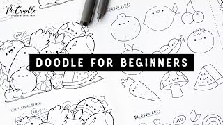 Doodle for Beginners Ep2  Kawaii Fruits amp Vegetables  Draw with Me StepbyStep [upl. by Etta832]