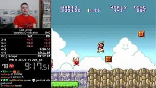 3706 Super Mario Bros The Lost Levels Warpless D4 Mario speedrun [upl. by Towbin]