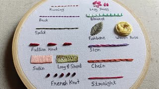 Hand Embroidery for Beginners  14 basic embroidery stitches by Lets Explore [upl. by Binnie]