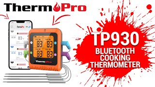 ThermoPro TP930 Wireless Bluetooth Cooking Thermometer Setup Video [upl. by Jonna706]