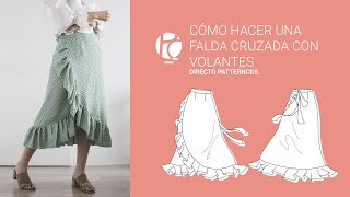 Falda cruzada con volantes  Modelo Kaze  Aprender a coser [upl. by Toomin]