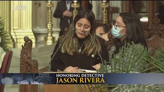 NYPD Det Riveras Widow Delivers Eulogy [upl. by Aralc]