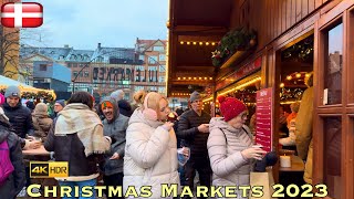 Copenhagen 🇩🇰 Christmas markets 2023  julemarked Denmark  Saturday 2 December  4k Walk jul [upl. by Nollahs]