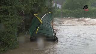 Jesenik in Czech Republic inundated and isolated by raging floodwaters turning roads into rivers [upl. by Anse]