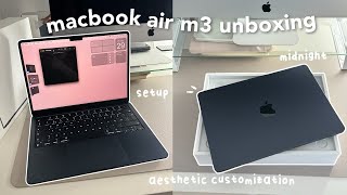 MacBook Air M3 Unboxing  setup widgets aesthetic customization [upl. by Sy]