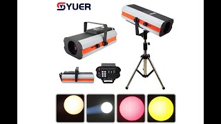 YUER™ 300W LED Follow Spot Light 5 Colors  White Light LED Follow Spot Tracker with Flying Case [upl. by Brebner]