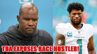 Tua Tagovailoa EXPOSES ex coach Brian Flores as a RACE HUSTLING LIAR in BOMBSHELL interview [upl. by Ahsinac]