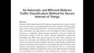 An Automatic and Efficient Malware Traffic Classification Method for Secure Internet of Things [upl. by Favin]