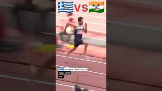 Greece🇬🇷vsIndia🇮🇳highspeedlongjump💪😈shorts youtubeshorts greece india highjump competition [upl. by Assilana427]