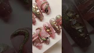 Snake false nail design nude Gel nail fakenails nailart pressonnails naildesigns naildesigns [upl. by Eirameinna]