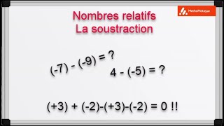 Soustraction des nombres relatifs MethoMatique [upl. by Lion]