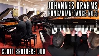 BRAHMS  HUNGARIAN DANCE NO5  PIANO DUET  SCOTT BROTHERS DUO [upl. by Nylassej161]