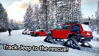 Stranded in woods Snow Jeep to the rescue [upl. by Genesia]