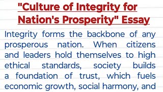 Culture of Integrity for Nations Prosperity Essay [upl. by Scotty721]