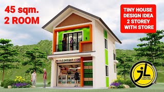 TINY HOUSE DESIGN  TWO STOREY WITH STORE  BY junliray creations [upl. by Yrelav]