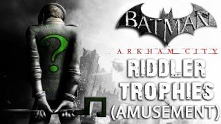 Batman Arkham City  Amusement Mile Riddler Trophies [upl. by Turrell104]