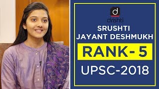 UPSC Topper Mock Interview Srushti Jayant Deshmukh Rank 5 CSE 2018 [upl. by Celie]