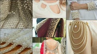 Unique Ways To Accessorise Your SareeBlouse And Sleeves With Pearl accessory Pearl Blouse Designs [upl. by Naujej90]