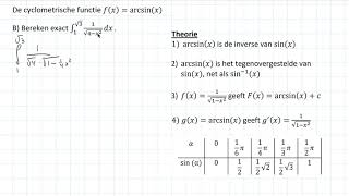 De cyclometrische functie fx  arcsinx VWO wiskunde B [upl. by Soo]