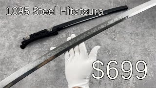 1095 Steel Hitatsura Style Hamon Katana installation details shown [upl. by Mccoy]