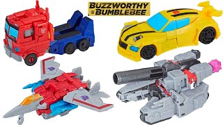 Transformers Buzzworthy Bumblebee Four Pack Optimus Prime Bumblebee Megatron and Starscream [upl. by Adnuhsor]