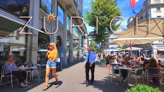 ZURICH SWITZERLAND ⚜️ 4K Summer walk along amp next Bahnhofstrasse switzerland zurich [upl. by Wendelina]