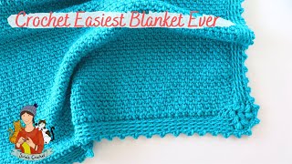 Crochet Easiest Blanket Ever  Moss Stitch [upl. by Eiramana]