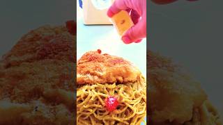 Schnitzel and spaghetti w curry sauce food pasta meat [upl. by Noled]