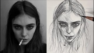 Portrait freehand practice in pencil [upl. by Lienaj543]