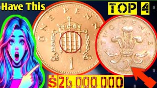 Top 4 ultra Uk tow pence rare one penny coins Worth big money coins [upl. by Cacilia]