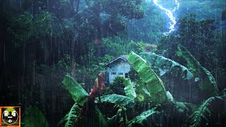 Rainforest Ambience Rain Sounds Jungle Animals and Thunder in the Distance  Relaxing Sleep Sounds [upl. by Arney]