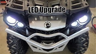 CanAm Outlander LED Headlight Installation With BEAMTECH Fanless LED Kits [upl. by Lagiba]