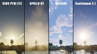 TOP 4 HIGH END MINECRAFT SHADERS COMPARISON  SEUS PTGI E12  APOLLO RT  MOLLYVX  CONTINUUM 21 [upl. by Verdie330]