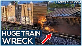 CAUGHT On Camera  HUGE TRAIN WRECK In St Louis [upl. by Assadah]