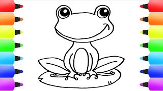 How to Draw a Frog Step by Step Easy Tutorial Kids Art amp Drawings  Crab amp Dolphin [upl. by Eizzo182]