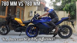 RE Guerrilla 450 780 mm vs Yamaha YZFR3 780 mm SEAT HEIGHT  Which is better for SHORT RIDERS [upl. by Lilac]