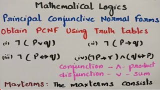 btech maths hub 7050 Principal Conjunctive Normal Forms concept problems using Truth tablesDMS [upl. by Loutitia]