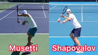 One Handed Backhand Comparison  Lorenzo Musetti vs Denis Shapovalov Tennis Technique [upl. by Llezo902]