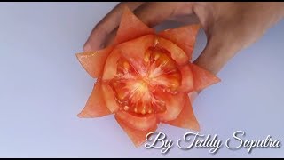 HOW TO MAKE TOMATO FLOWER  TOMATO GARNISH [upl. by Olva996]