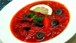 How to cook perfect vegetarian borscht with black olives and lemon [upl. by Acinorahs]