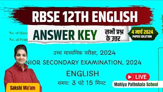 rbse board 12th english paper solution 2024 class 12 rbse board exam 2024 english paper answer key [upl. by Airehs528]