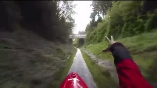 Crazy Guy Kayaks Down Concrete Storm Drain At 35 mph [upl. by Mackoff]