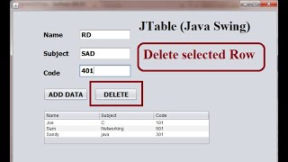 JTable in JAVA Swing  Delete Selected Row From JTable [upl. by Ardyth746]