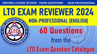 LTO Exam Reviewer 2024 ENGLISH Drivers License  60 Questions from the LTO Catalogue [upl. by Soma427]