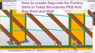 how to create Sag rods for Purlins Girts in Tekla Structures PEB Anti Sag Roof and Wall [upl. by Rubina]