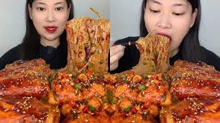 ASMR EP1161 Mukbang 🔥 Fried food Noodles Delicious Pork eating show Eating Sound [upl. by Uhn]