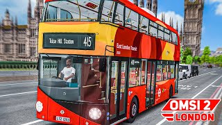 OMSI 2 LONDON Durch enge Straßen im NEW ROUTEMASTER DoppeldeckerBus auf der 415  Bus Simulator [upl. by Valma570]