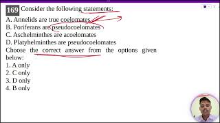 Consider the following statementsA Annelids are true coelomatesB Poriferans are pseudocoelomates [upl. by Kannav76]