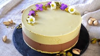 Torta mousse al pistacchio e cioccolato  Pistachio and chocolate mousse cake ASMR cakeshare [upl. by Halbert]