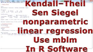 Kendall–Theil Sen Siegel nonparametric linear regression Use mblm With In R Software [upl. by Illak]